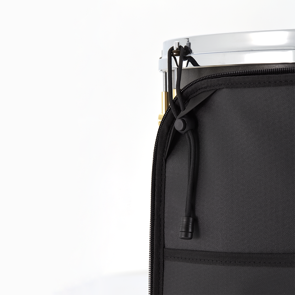 ACME series stick bag displays a string hanger of the side